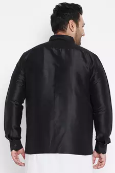 Black Silk Blend Ethnic Shirt