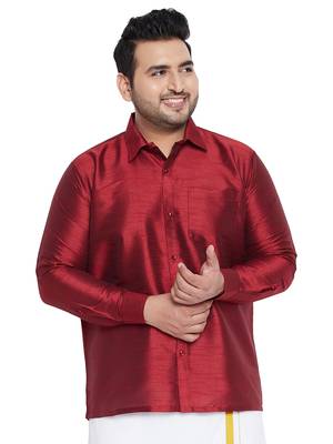 Maroon Silk Blend Ethnic Shirt 1