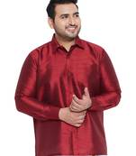Maroon Silk Blend Ethnic Shirt