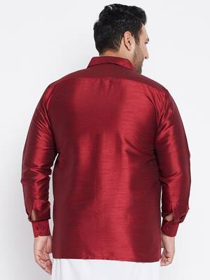 Maroon Silk Blend Ethnic Shirt 4