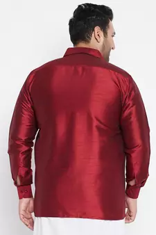 Maroon Silk Blend Ethnic Shirt