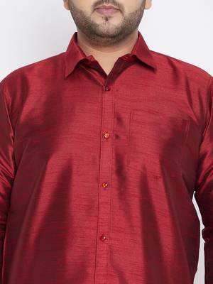 Maroon Silk Blend Ethnic Shirt 5