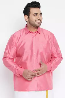 Pink Silk Blend Ethnic Shirt