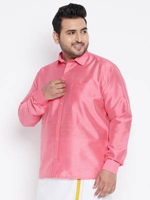 Pink Silk Blend Ethnic Shirt 3