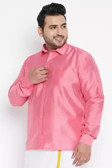 Pink Silk Blend Ethnic Shirt
