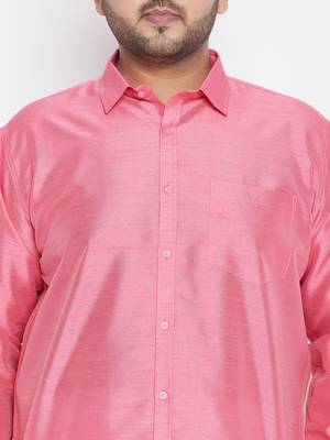 Pink Silk Blend Ethnic Shirt 5