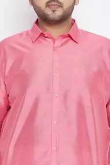 Pink Silk Blend Ethnic Shirt