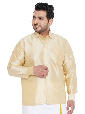 Gold Silk Blend Ethnic Shirt 1