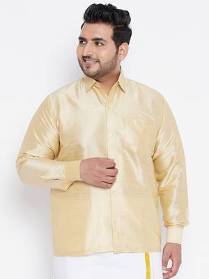 Gold Silk Blend Ethnic Shirt 2