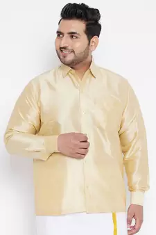 Gold Silk Blend Ethnic Shirt