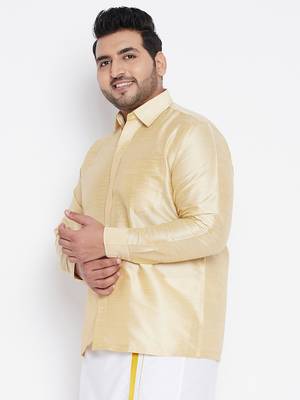 Gold Silk Blend Ethnic Shirt 3
