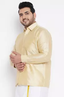 Gold Silk Blend Ethnic Shirt