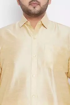 Gold Silk Blend Ethnic Shirt