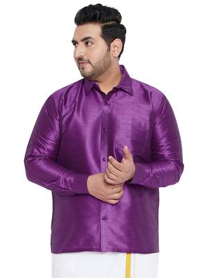 Purple Silk Blend Ethnic Shirt 1