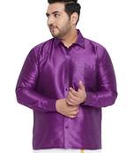 Purple Silk Blend Ethnic Shirt
