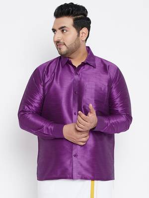 Purple Silk Blend Ethnic Shirt 2