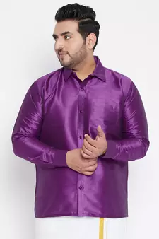 Purple Silk Blend Ethnic Shirt