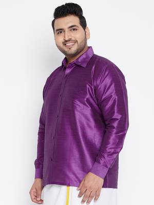 Purple Silk Blend Ethnic Shirt 3