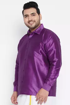 Purple Silk Blend Ethnic Shirt