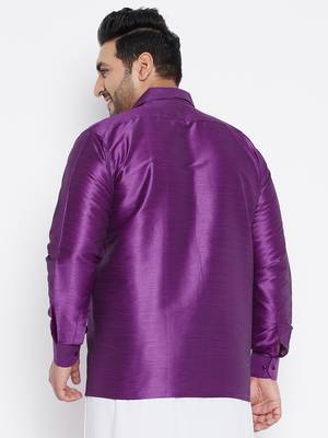 Purple Silk Blend Ethnic Shirt 4