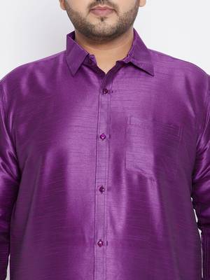 Purple Silk Blend Ethnic Shirt 5