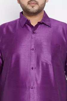 Purple Silk Blend Ethnic Shirt
