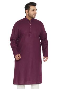 Men'S Purple Cotton Blend Kurta