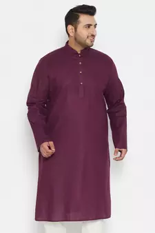 Purple Cotton Blend Kurta