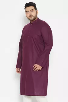 Purple Cotton Blend Kurta