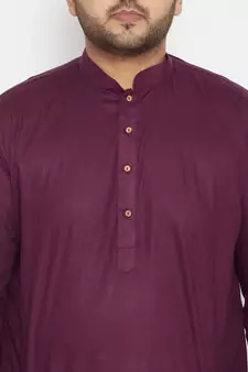 Purple Cotton Blend Kurta