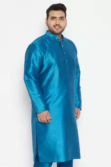 Men'S Turquoise Silk Blend Kurta