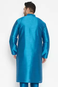 Men'S Turquoise Silk Blend Kurta