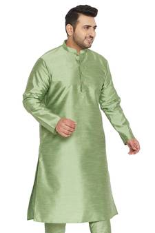Men'S Mint Green Silk Blend Kurta