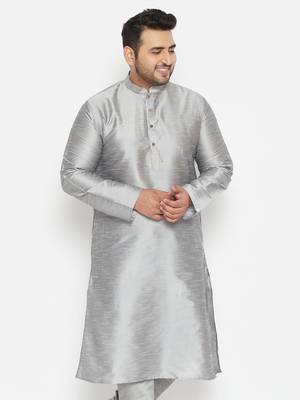 Grey Silk Blend Kurta 2