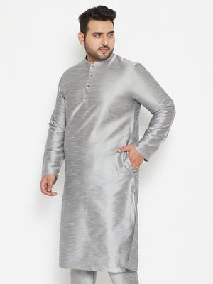 Grey Silk Blend Kurta 3