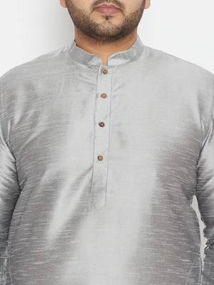 Grey Silk Blend Kurta 5