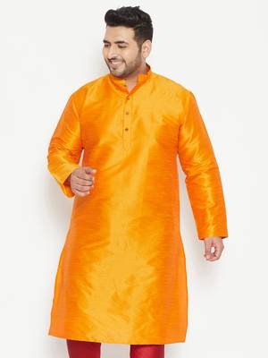 Orange Silk Blend Kurta 2