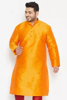 Orange Silk Blend Kurta