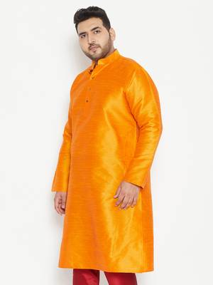 Orange Silk Blend Kurta 3