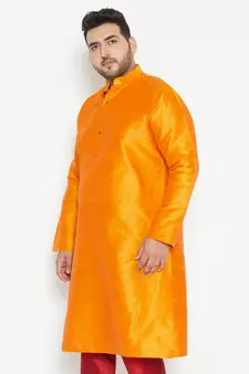 Orange Silk Blend Kurta