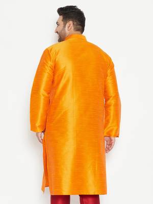 Orange Silk Blend Kurta 4