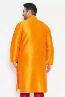 Orange Silk Blend Kurta