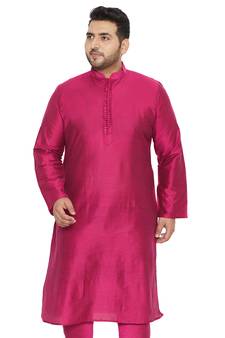 Men'S Fushia Pink Viscose Blend Kurta