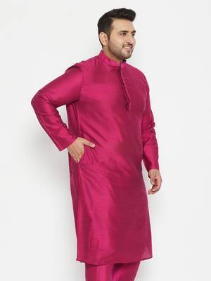 Fushia Pink Viscose Blend Kurta 3