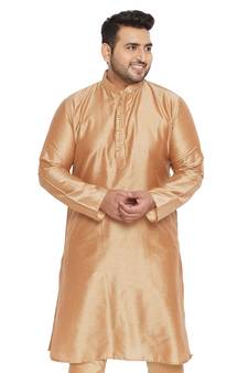 Men'S Rose Gold Viscose Blend Kurta