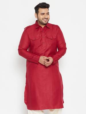 Maroon Cotton Blend Kurta 2
