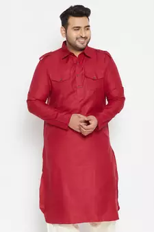 Maroon Cotton Blend Kurta
