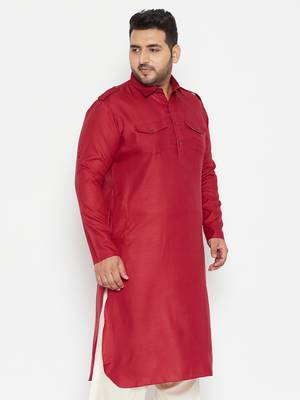 Maroon Cotton Blend Kurta 3