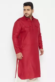 Maroon Cotton Blend Kurta