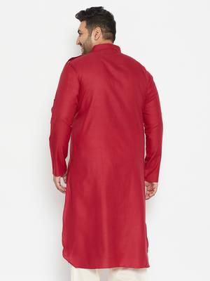 Maroon Cotton Blend Kurta 4
